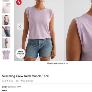 Express Linen-Blend Crew Neck Muscle Tank-NEW